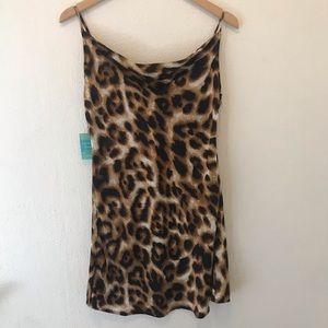 FOREVER 21 animal print slip dress with cowl neck